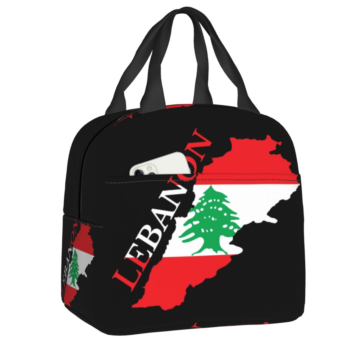 Women Bags Lebanon - Aangepaste Libanon Vlag Kaart Draagbare Lunchbox