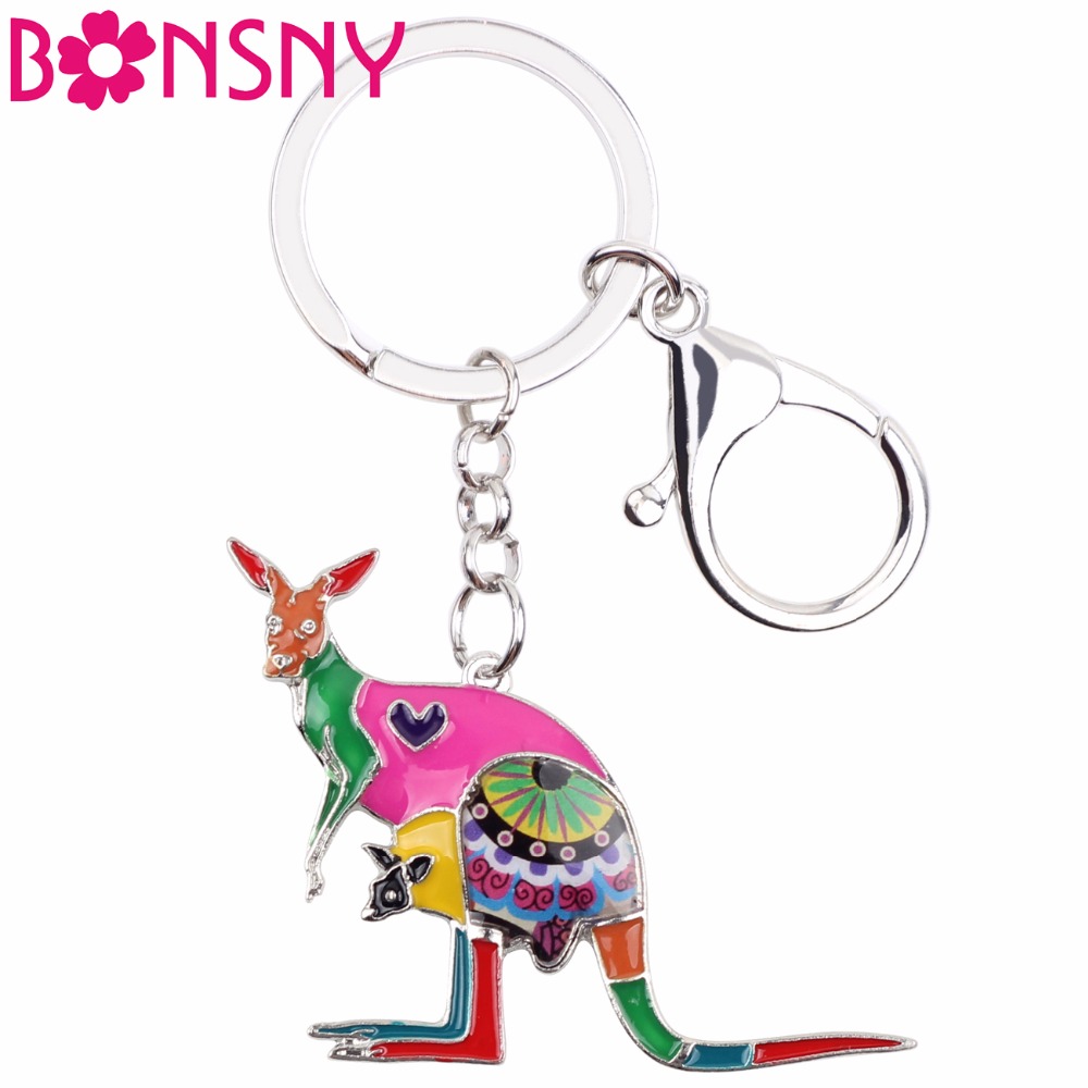 Women Bags In Australia - Bonsny Enamel Bloemen Australië Kangoeroes Sleutelhanger