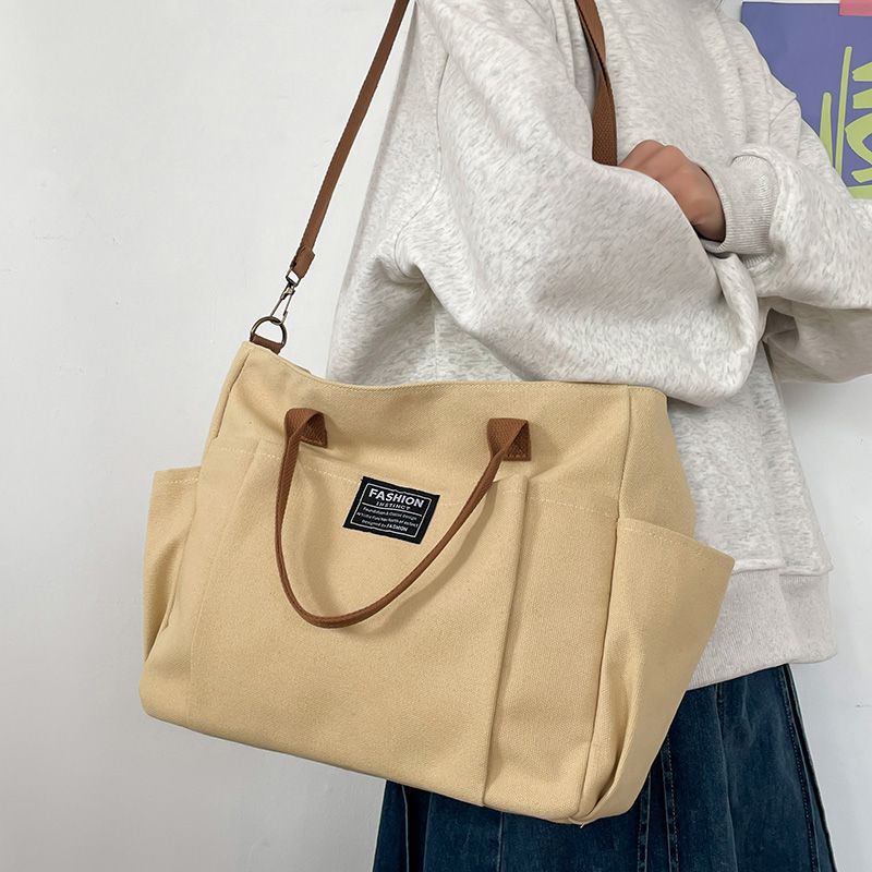 Women Bags Work - Grote canvas draagtas voor dames, minimalistische