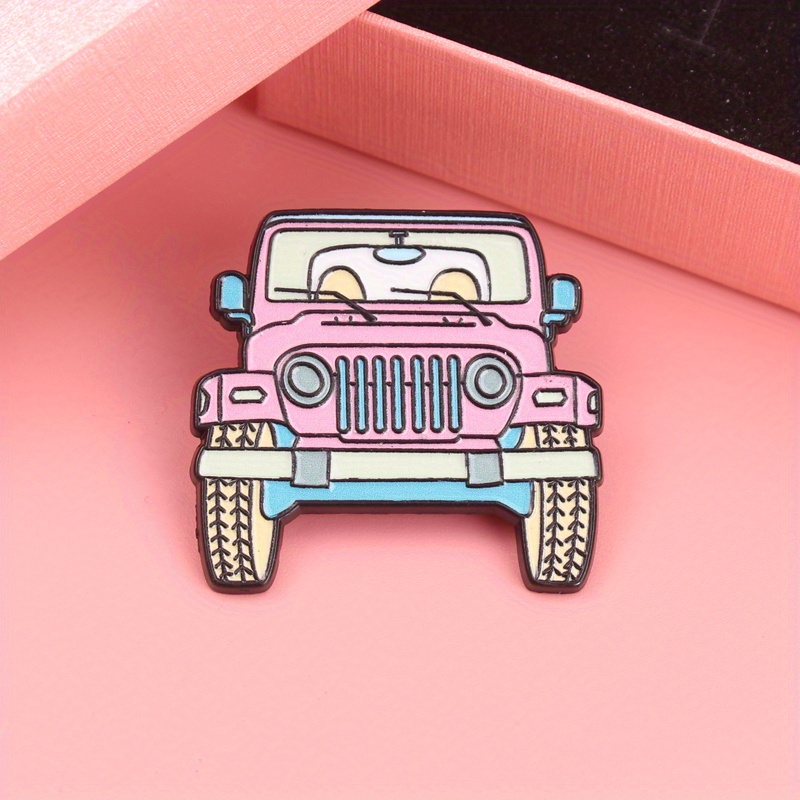 Women'S Jeep Bags - Schattige roze Jeep Cartoon emaille pin