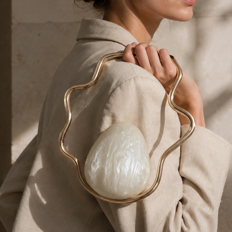 Women Bags Gold - Dames mini acryl eiervormige tas, schattige