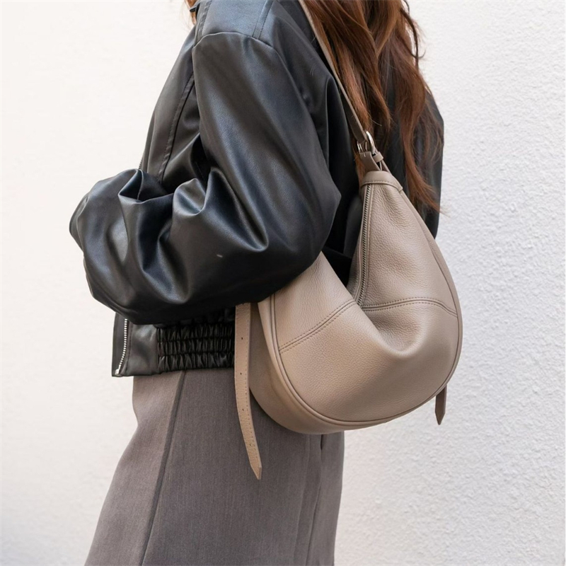 Women Bags Work - BURMINSA Zachte Echt Lederen Halvemaanvormige Hobo