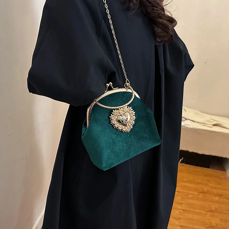 Women Bags Sale - Kettingen Fluwelen Frame Hart Diner Handtassen
