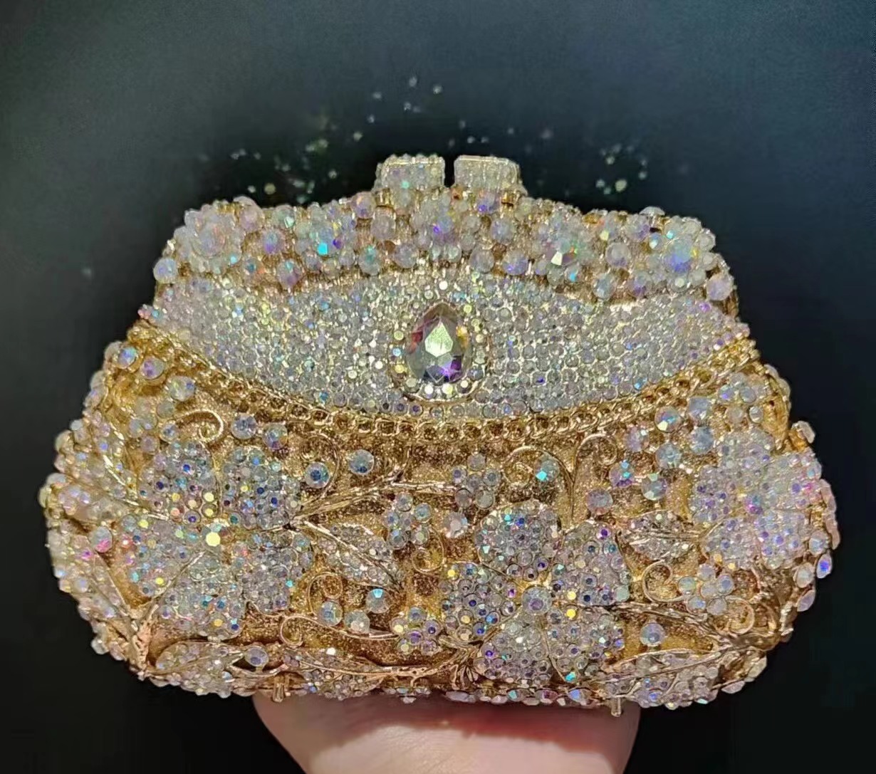 Goudkleurige metalen bloem dia - Women Bags Gold recensie en prijs