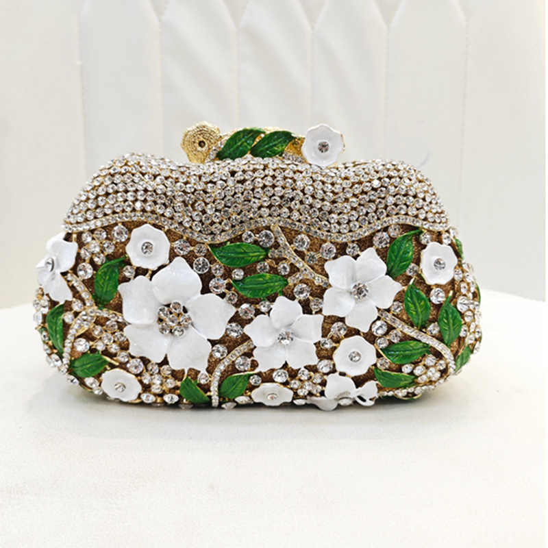 Goudkleurige metalen bloem dia - Women Bags Gold recensie en prijs