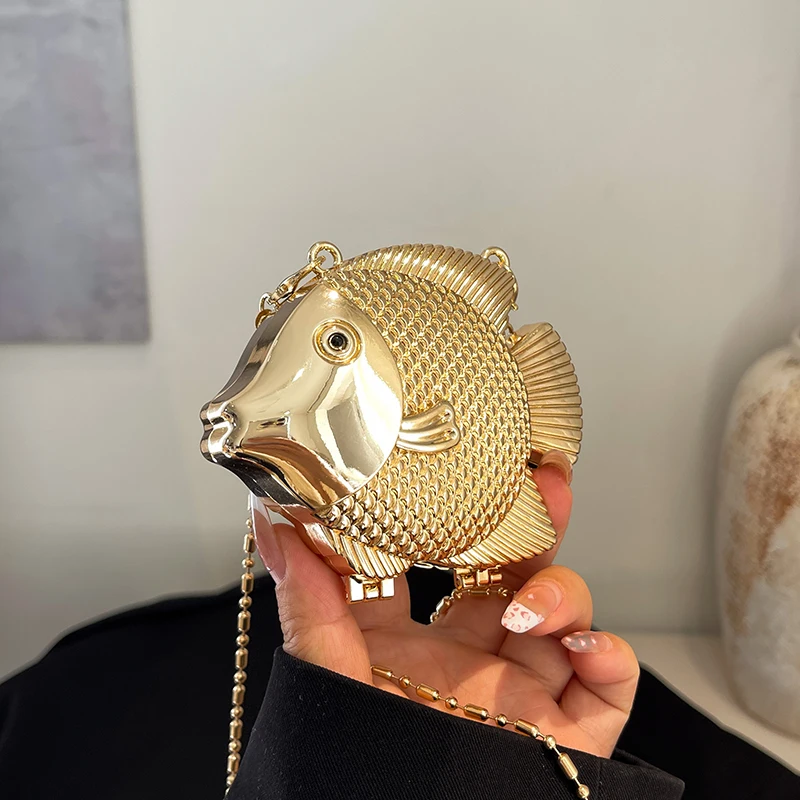 Schattige kleine visvorm metal - Women Bags Gold recensie en prijs