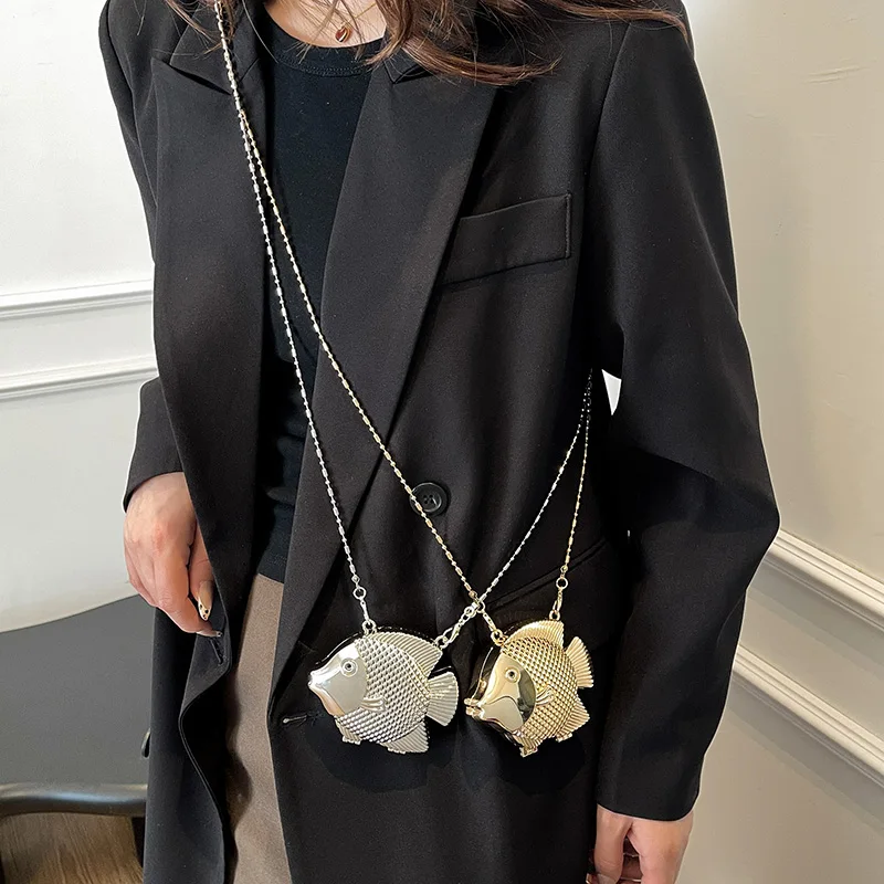 Schattige kleine visvorm metal - Women Bags Gold recensie en prijs