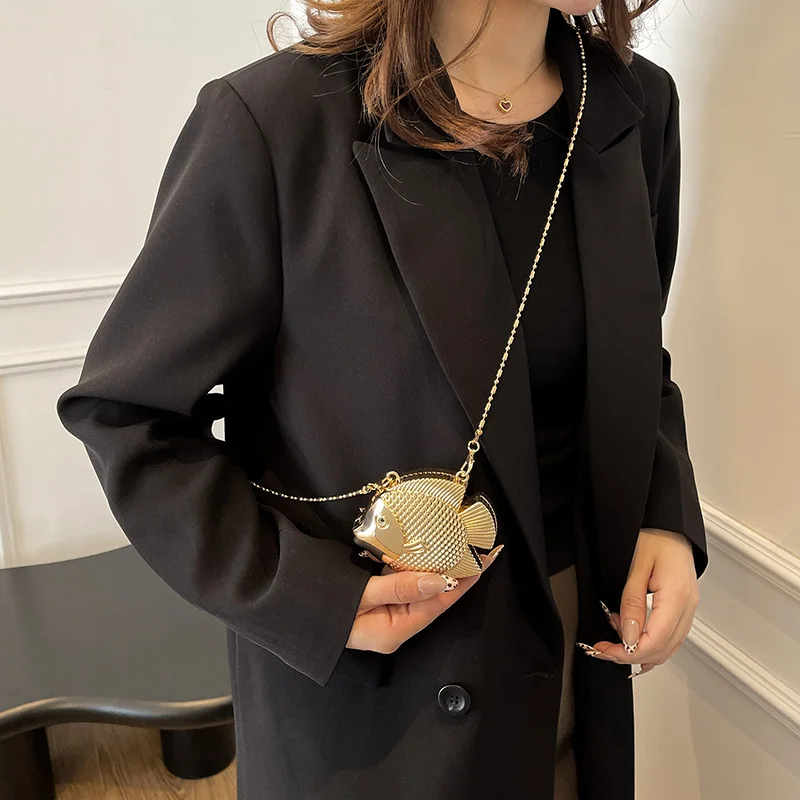 Schattige kleine visvorm metal - Women Bags Gold recensie en prijs